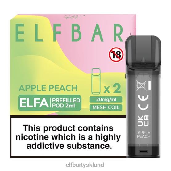 ELFBAR- elfa fyldt pod - 2ml - 20mg (2 pakke) 2X0XL116 æble fersken elfbar danmark