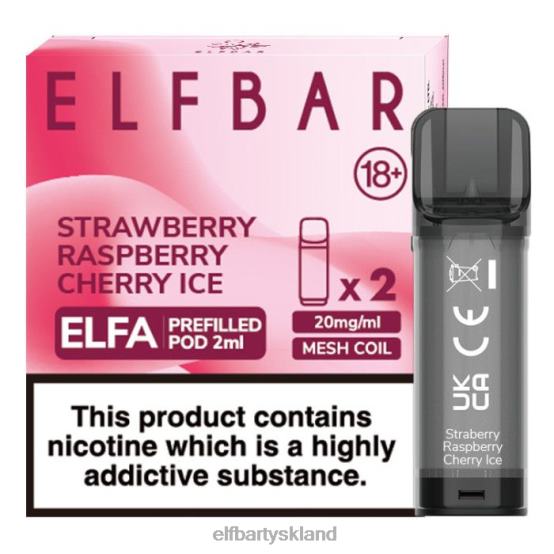 ELFBAR- elfa fyldt pod - 2ml - 20mg (2 pakke) 2X0XL129 jordbær hindbær kirsebær is elfbar global store