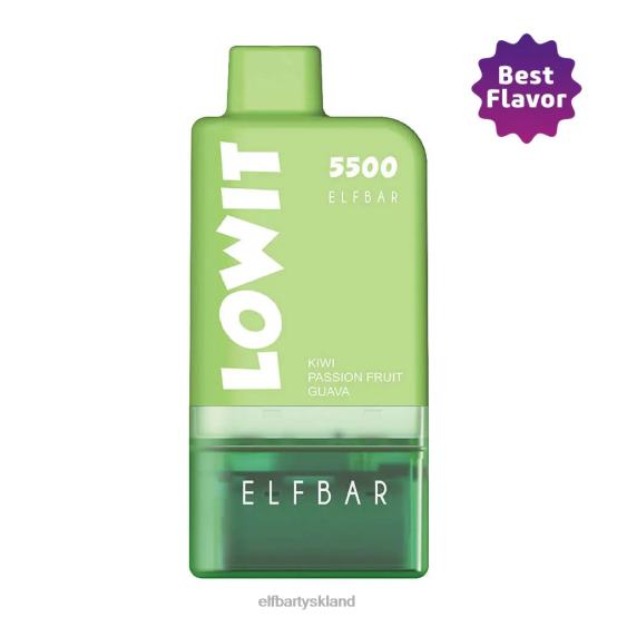 ELFBAR- færdigfyldt pod kit lowit 5500 2%nic kiwi passionsfrugt guava 2X0XL438 kiwi passionsfrugt guava pod+grønt batteri elf bar 1500