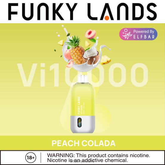 ELFBAR- funky lands engangs vape vi10000 pust 2X0XL464 fersken colada elfbar 600