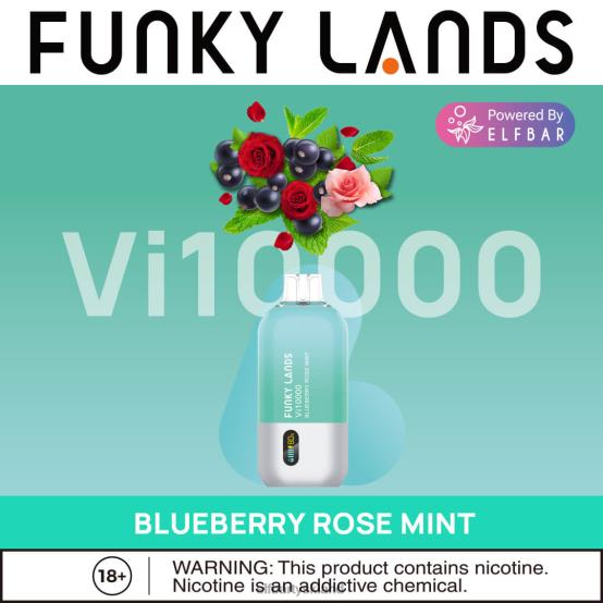 ELFBAR- funky lands engangs vape vi10000 pust 2X0XL465 blåbær rose mynte elfbar 5000